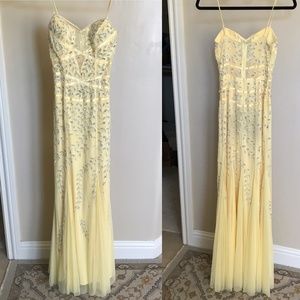 Cache Yellow Sequined Gown